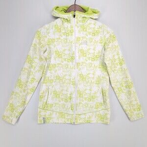 Millet‎ Hoodie Womens S White Green Geometric Print Full Zip Midweight Outdoor